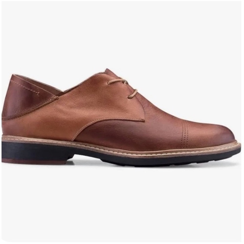 OluKai Walino Oxford Mens Size 9 Brown Leather Drop Heel Dress Shoes 10257 EX